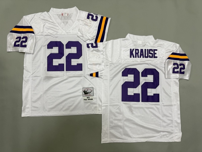 Men 2025 Minnesota Vikings #22 Krause white Throwback Limited NFL Jersey style 001